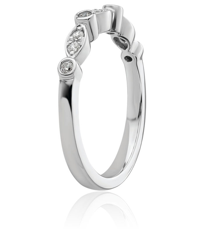 14K Solid White Gold Diamond Wedding Band Ring