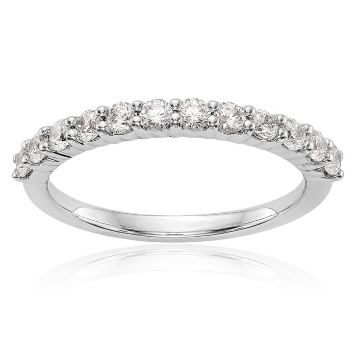 14K Solid White Gold Diamond Wedding Band Ring