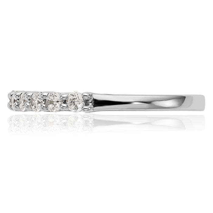 14K Solid White Gold Diamond Wedding Band Ring