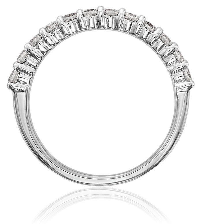 14K Solid White Gold Diamond Wedding Band Ring