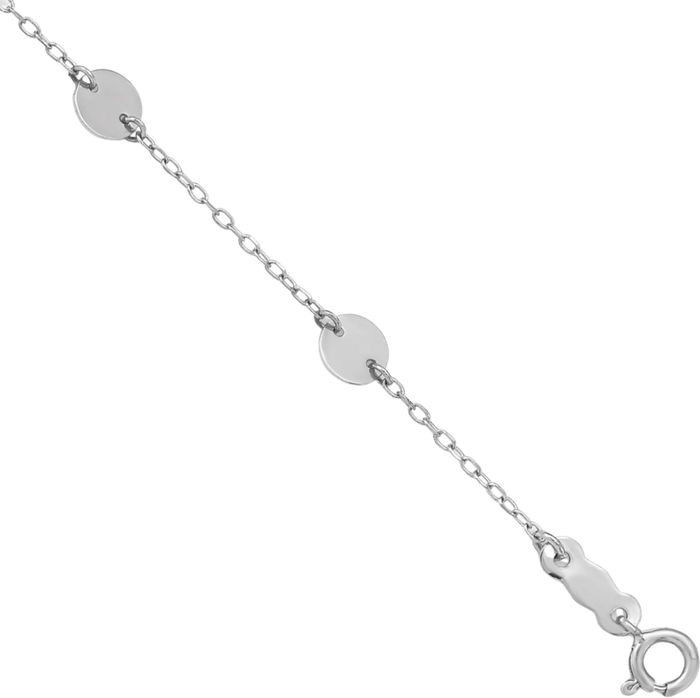 14K Solid White Gold Disc Anklet Summer Beach Foot Ankle Bracelet