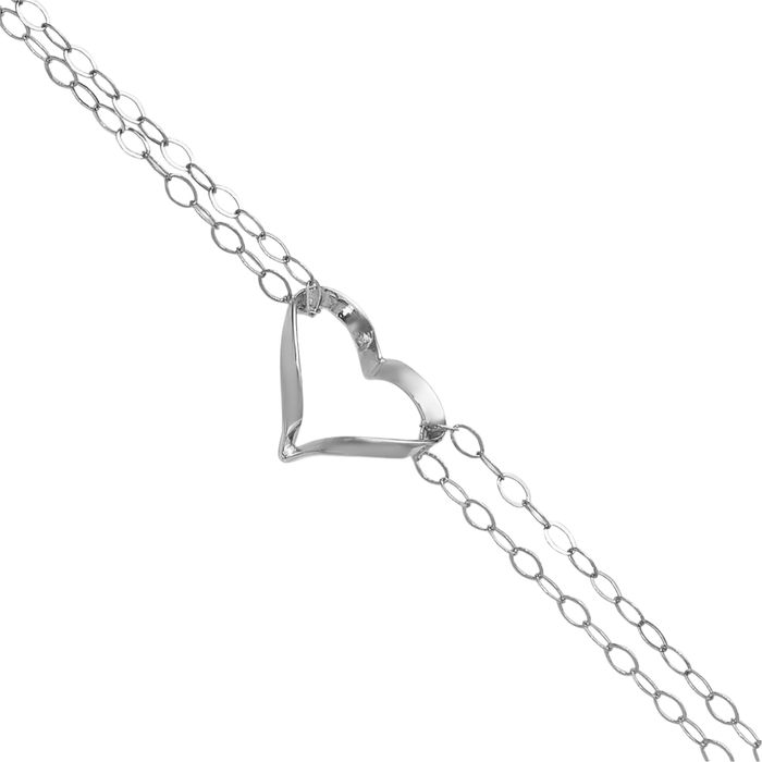 14K Solid White Gold Double Strand Heart Anklet Summer Beach Foot Ankle Bracelet