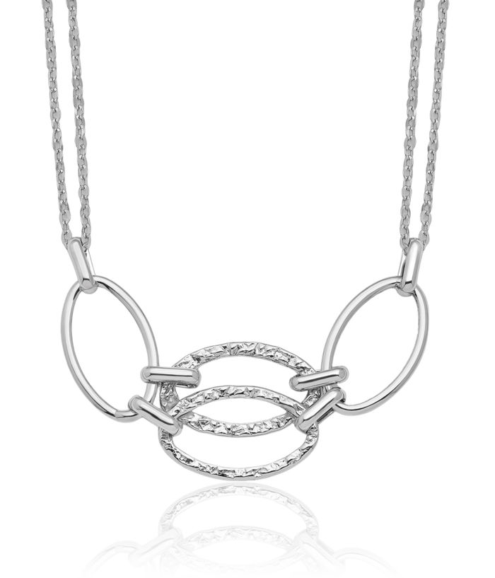 14K Solid White Gold Double Strand Link Necklace