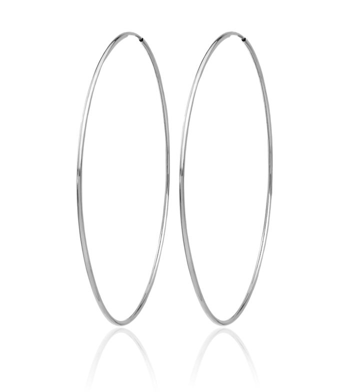 14K Solid White Gold Endless Tube Round Extra Large Hoop Earrings