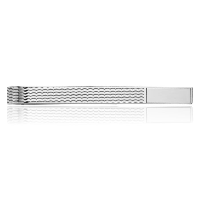 14K Solid White Gold Engraved Personalized Tie Clip Bar Tac