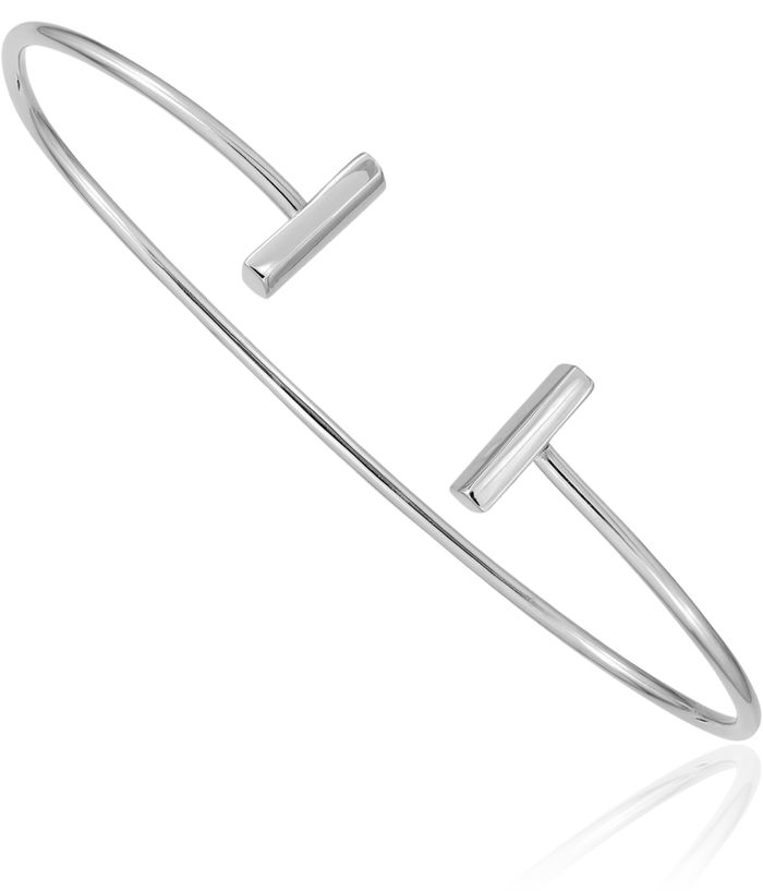 14K Solid White Gold Flexible Bar Bangle Bracelet