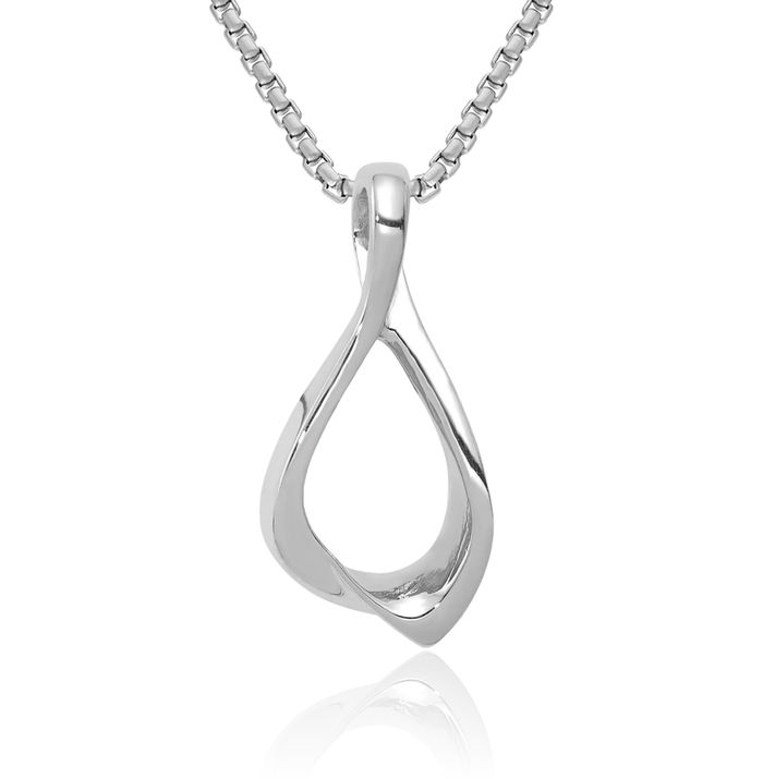 14K Solid White Gold Floating Chain Slide Pendant Necklace Charm Reversible Cubetto Omega Snake