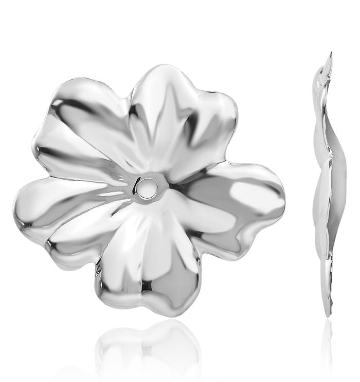 14K Solid White Gold Flower Earring Jackets for Studs