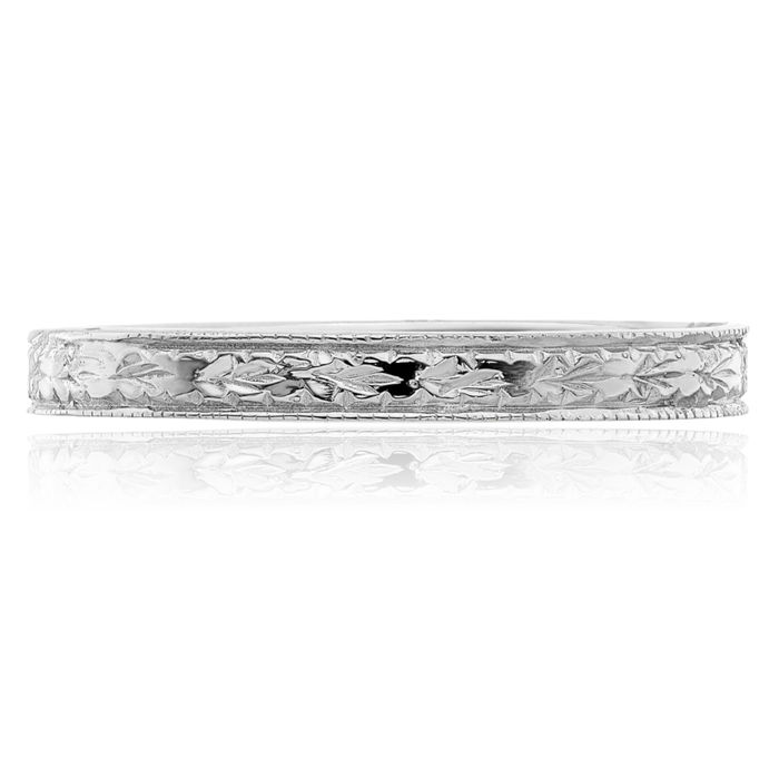 14K Solid White Gold Flower Ring
