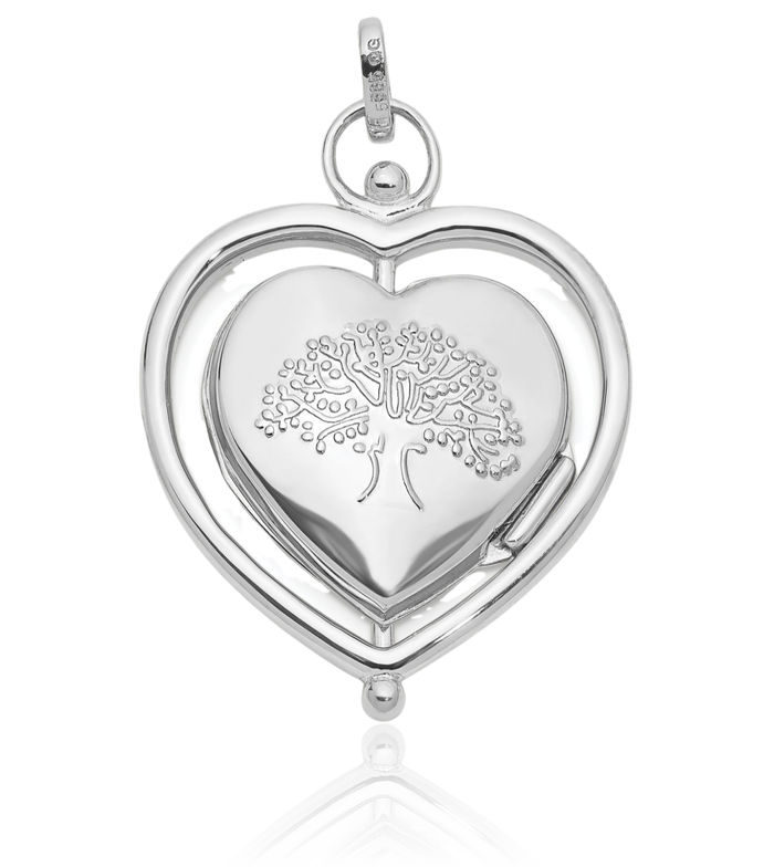 14K Solid White Gold Flower Special Mum Reversible Heart Personalized Photo Locket Necklace Picture Pendant Charm