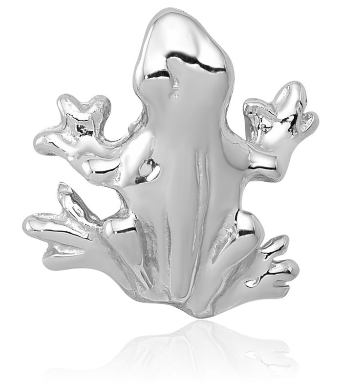14K Solid White Gold Frog Chain Necklace Pendant Charm