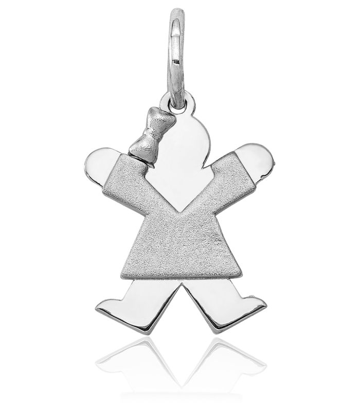 14K Solid White Gold Girl Joy Necklace Chain Pendant Charm