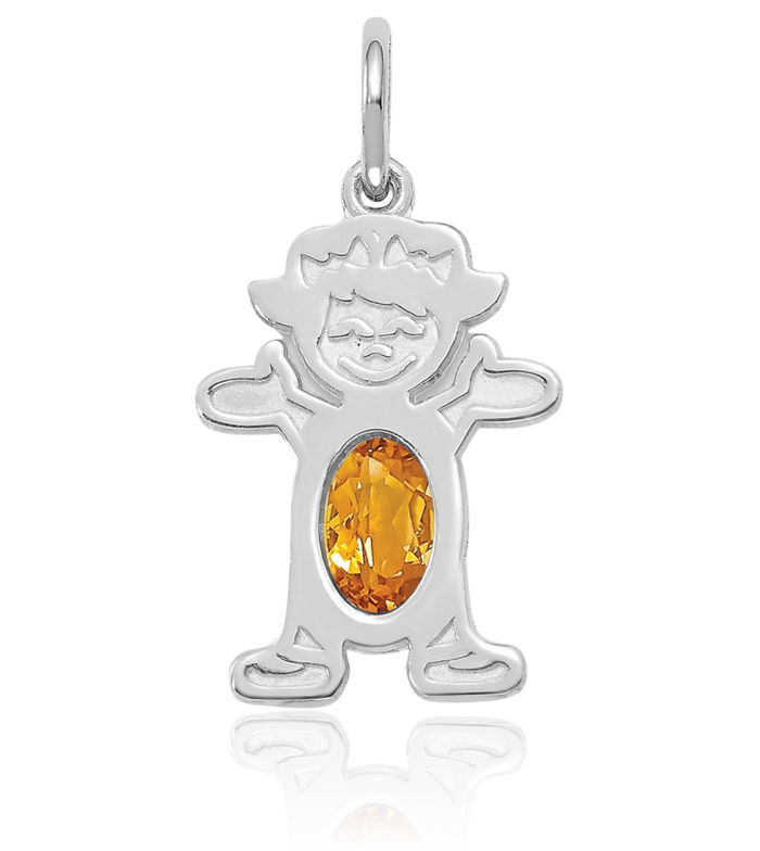 14K Solid White Gold Girl Oval Yellow Orange Citrine Necklace Chain Pendant Charm November Birthstone Jewelry
