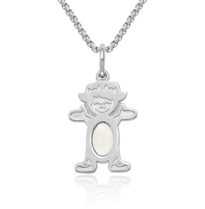 14K Solid White Gold Girl Oval Opal Necklace Chain Pendant Charm October Birthstone Jewelry