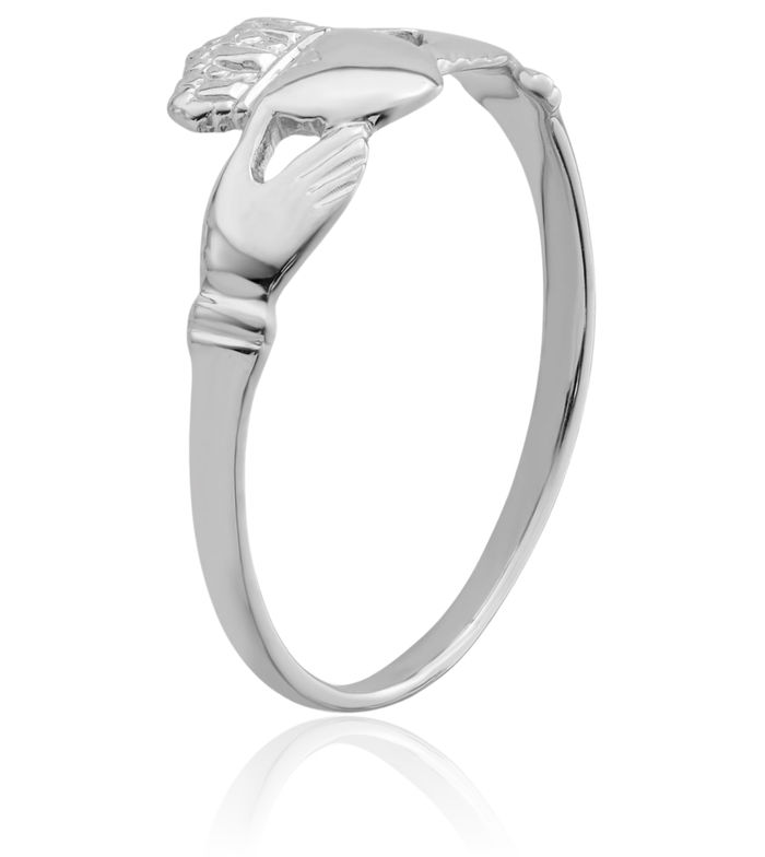 14K Solid White Gold Heart Irish Claddagh Celtic Ring Jewelry
