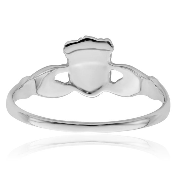 14K Solid White Gold Heart Irish Claddagh Celtic Ring Jewelry