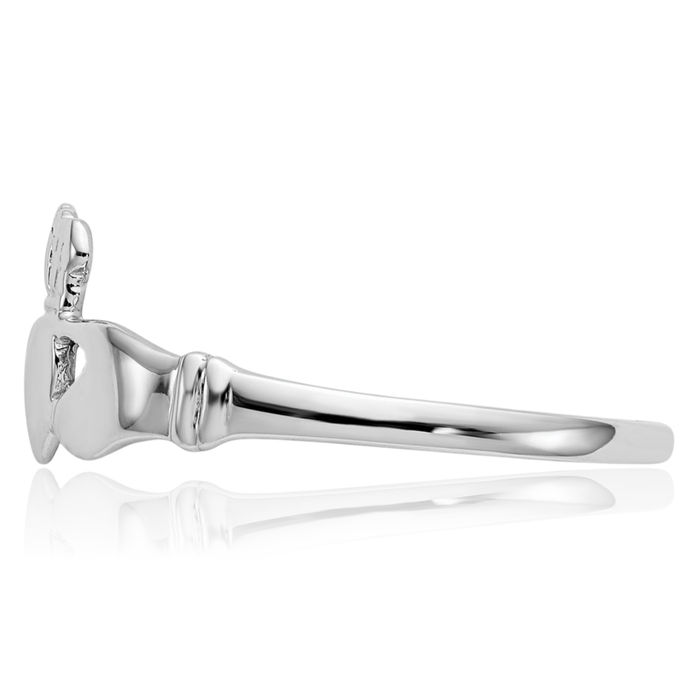 14K Solid White Gold Heart Irish Claddagh Celtic Ring Jewelry