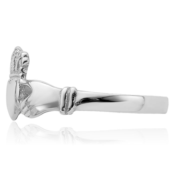 14K Solid White Gold Heart Irish Claddagh Celtic Ring Jewelry
