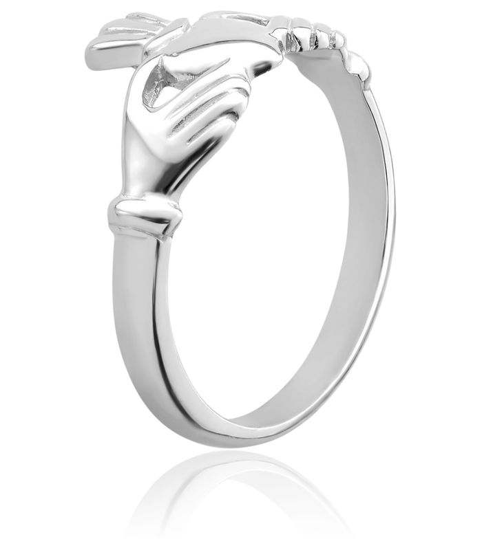 14K Solid White Gold Heart Irish Claddagh Celtic Ring Jewelry