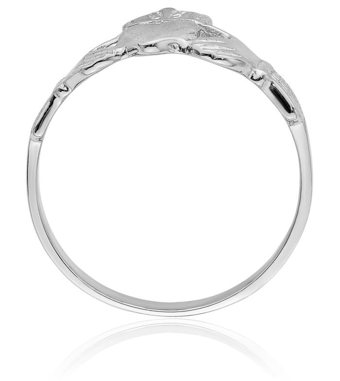 14K Solid White Gold Heart Irish Claddagh Celtic Ring Jewelry