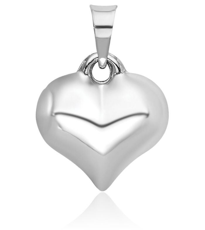 14K Solid White Gold Heart Necklace Love Pendant Charm