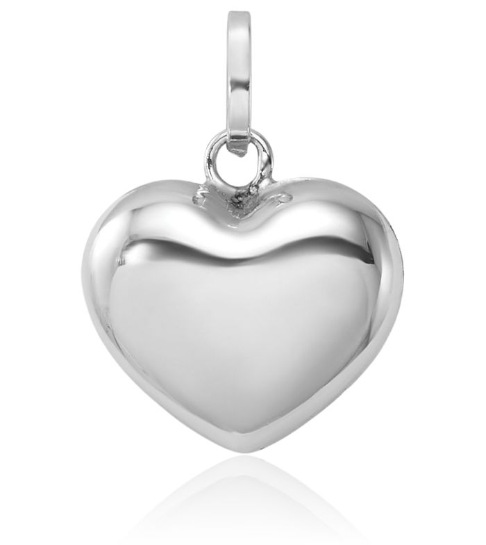 14K Solid White Gold Heart Necklace Love Pendant Charm