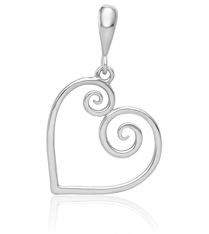 14K Solid White Gold Heart Necklace Love Pendant Charm