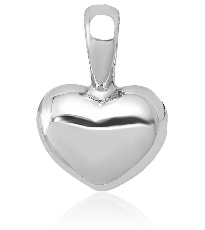 14K Solid White Gold Heart Necklace Love Pendant Charm