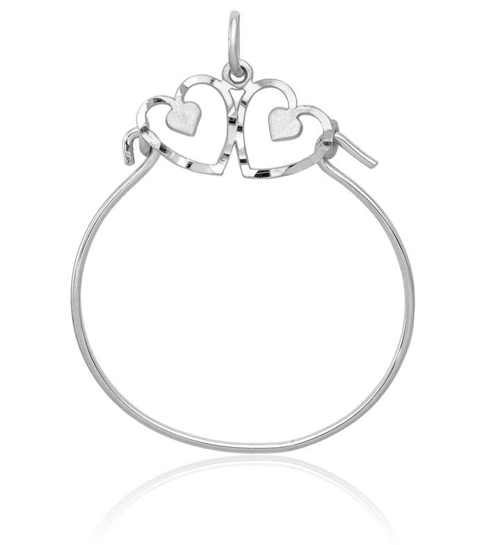 14K Solid White Gold Heart Necklace Love Pendant Charm Holder