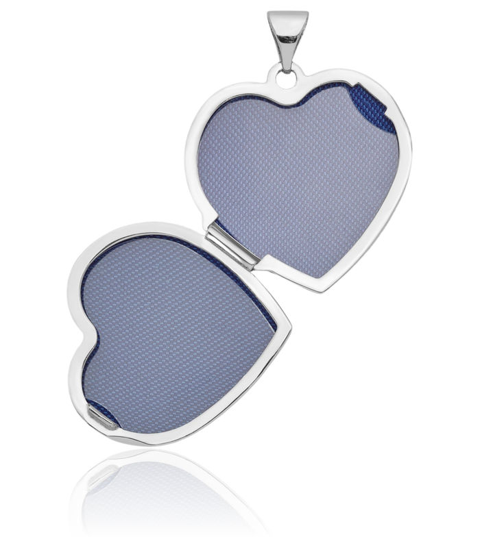 14K Solid White Gold Heart Personalized Photo Locket Necklace Picture Pendant Charm