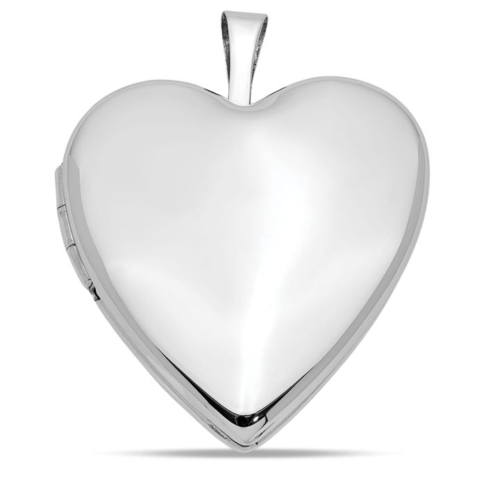 14K Solid White Gold Heart Personalized Photo Locket Necklace Picture Pendant Charm