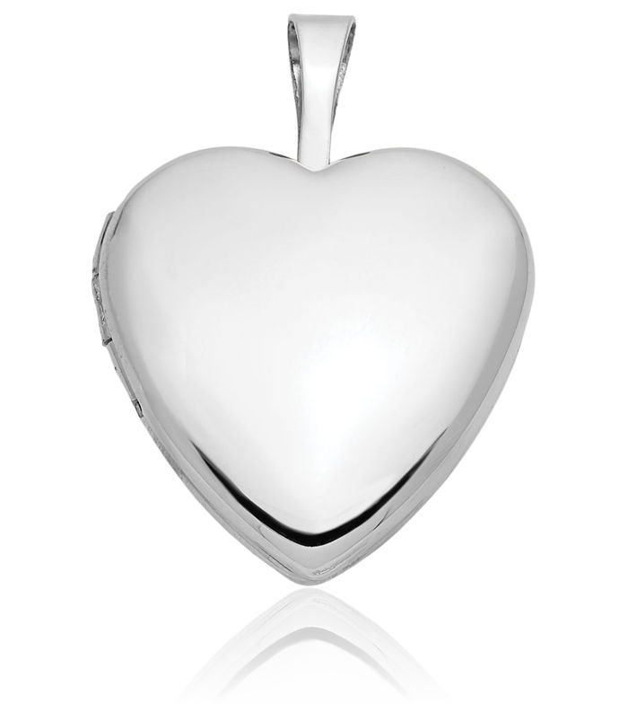 14K Solid White Gold Heart Personalized Photo Locket Necklace Picture Pendant Charm