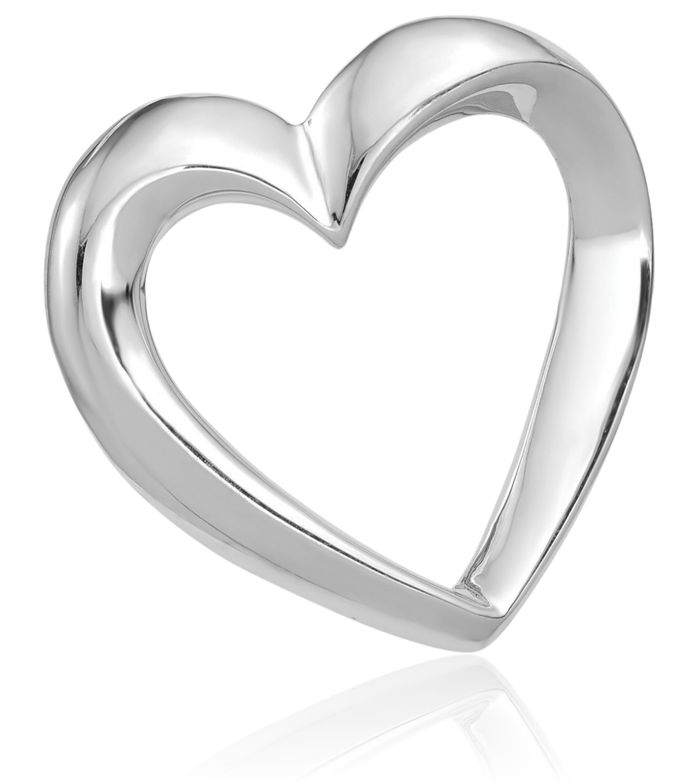 14K Solid White Gold Heart Slide Necklace Chain Pendant Charm