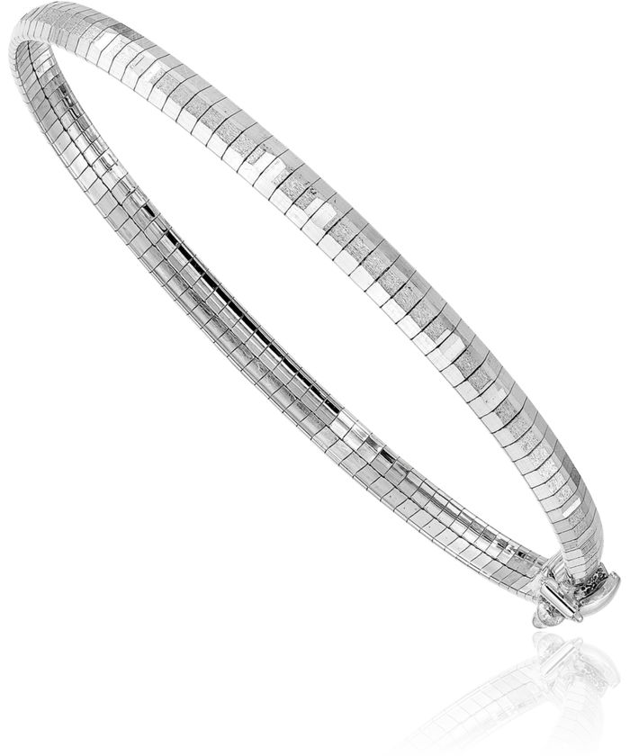 14K Solid White Gold Cubetto Omega Snake Chain Bracelet