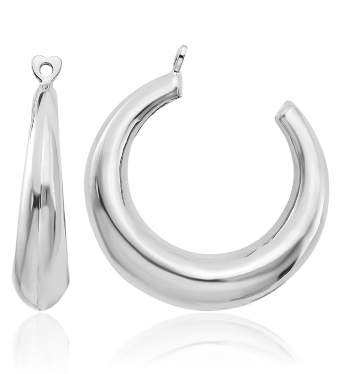 14K Solid White Gold Hoop Earring Jackets for Studs