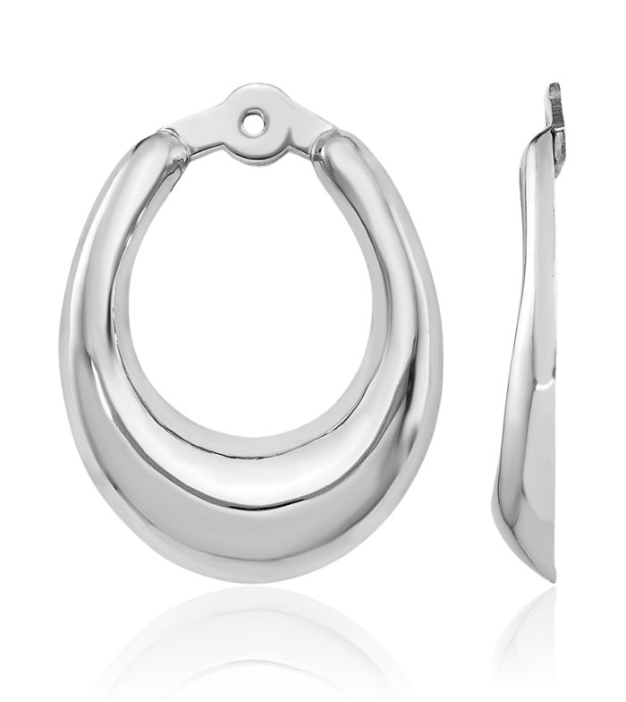 14K Solid White Gold Hoop Earring Jackets for Studs