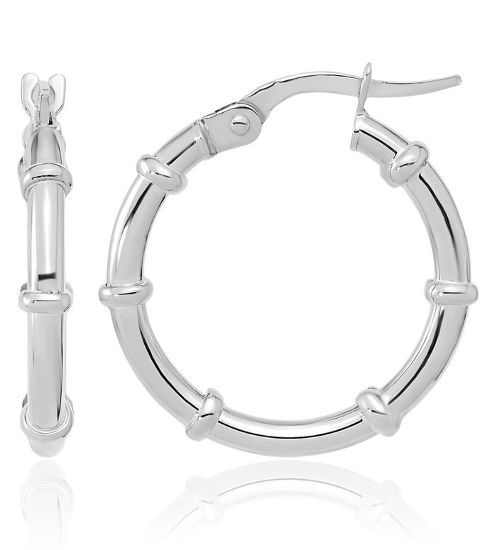 14K Solid White Gold Hoop Earrings
