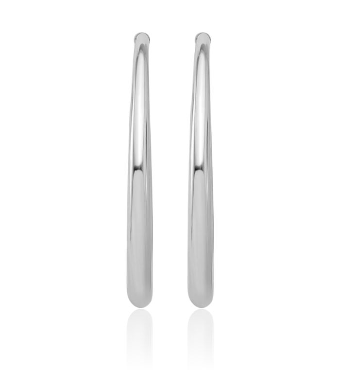14K Solid White Gold Hoop Earrings