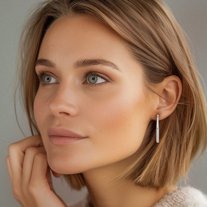 14K Solid White Gold Hoop Earrings