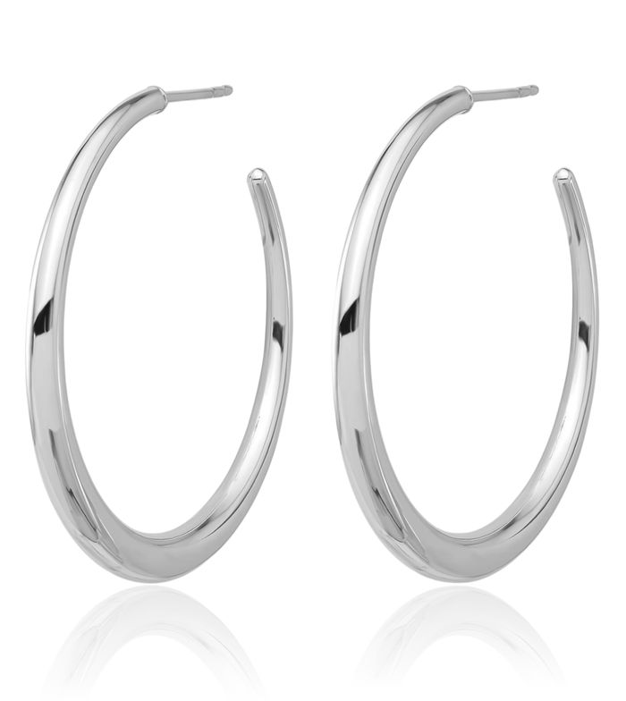 14K Solid White Gold Hoop Earrings