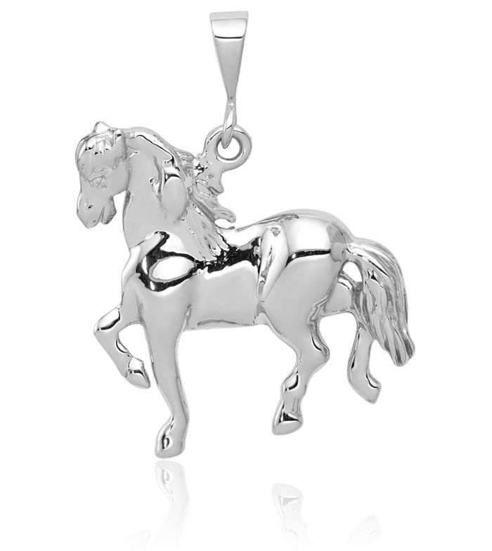 14K Solid White Gold Horse Head Necklace Animal Lover Pendant Equestrian Charm