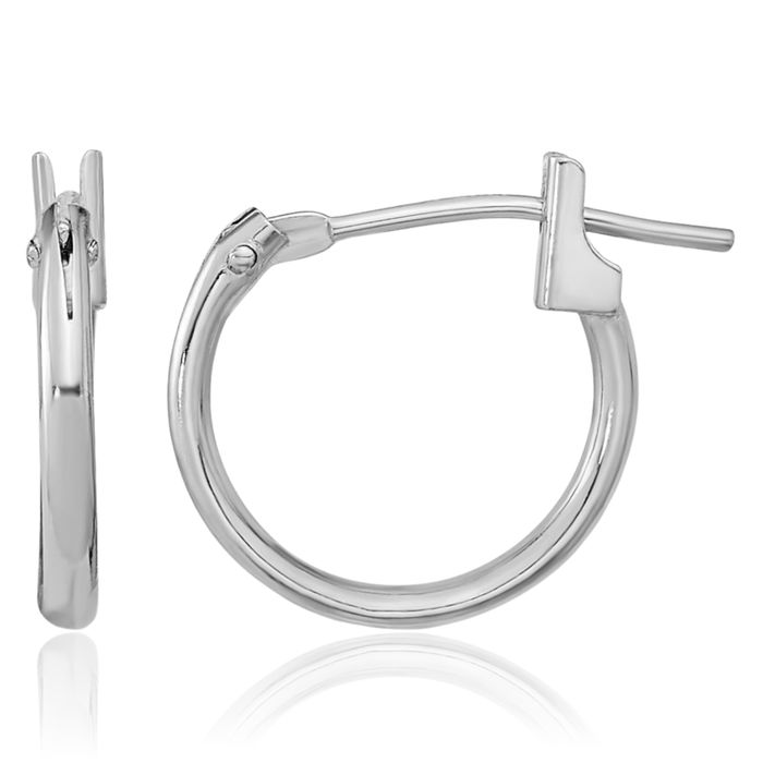 14K Solid White Gold Huggie Mini Small Hoop Earrings