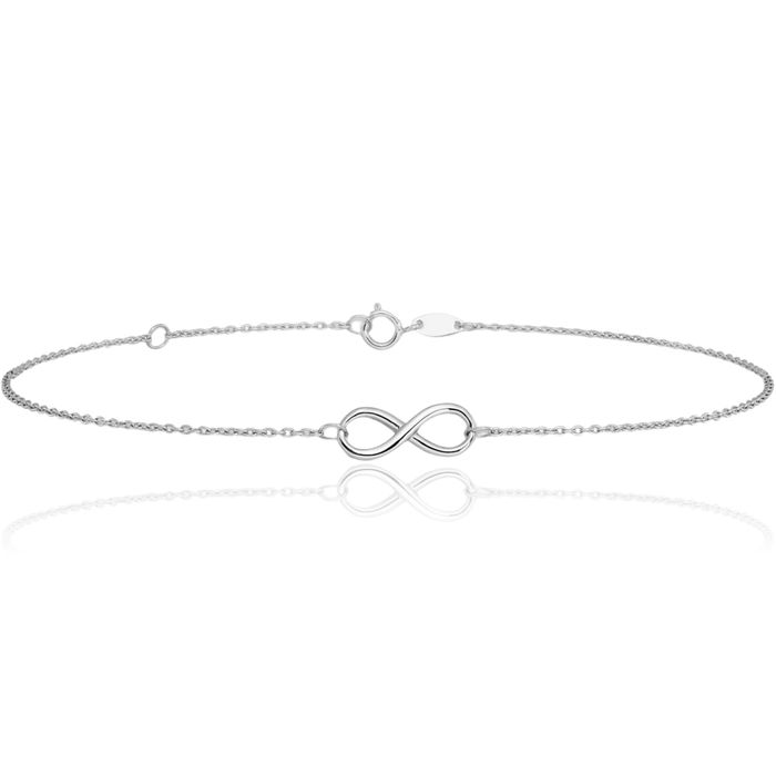 14K Solid White Gold Infinity Twisted Love Knot Symbol Anklet Summer Beach Foot Ankle Bracelet