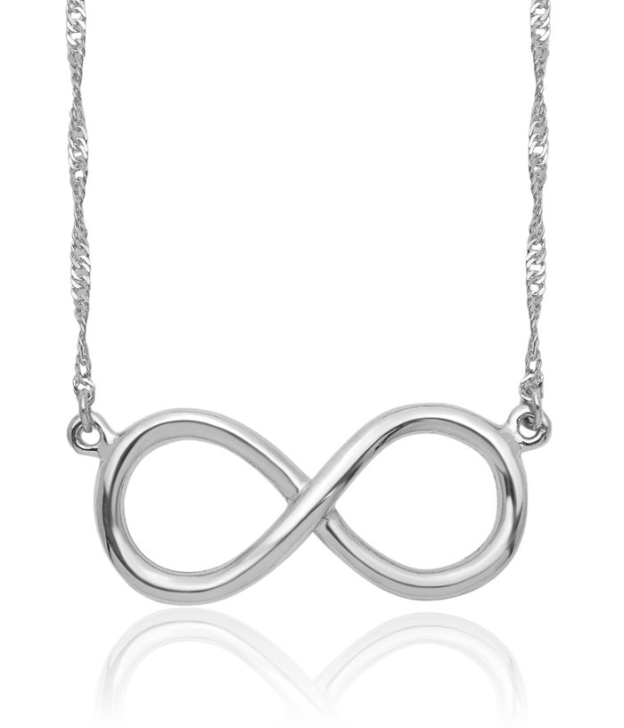 14K Solid White Gold Infinity Twisted Love Knot Symbol Chain Necklace