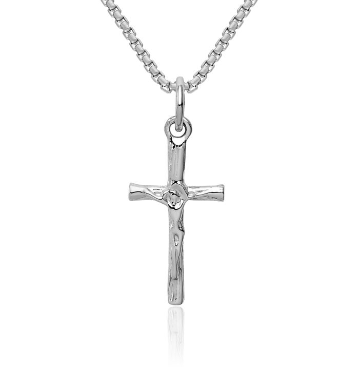 14K Solid White Gold Lord Jesus Christ Crucifix Holy Cross Necklace Religious Chain Pendant Charm