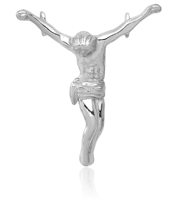 14K Solid White Gold Jesus Christ Floating Chain Slide Pendant Necklace Religious Christian Faith Charm