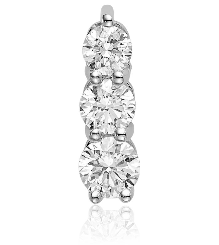 14K Solid White Gold Lab Diamond 3 Stone Necklace Chain Pendant Charm