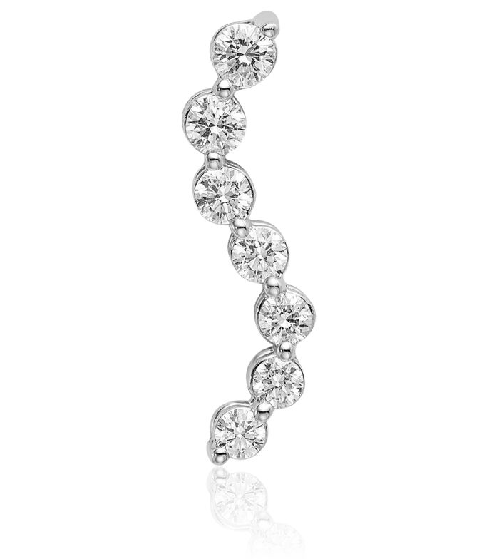 14K Solid White Gold Lab Diamond 7 Stone Journey Necklace Chain Pendant Charm