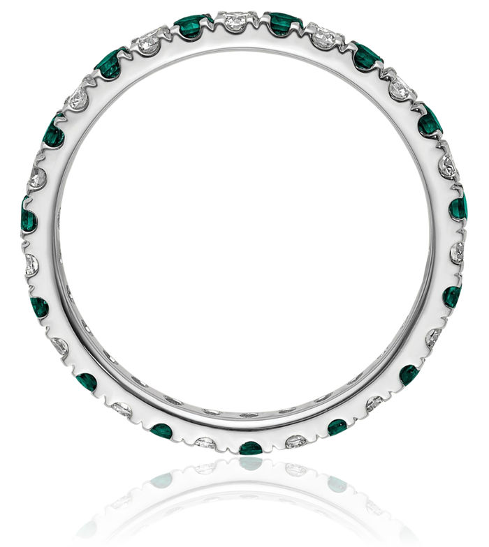 14K Solid White Gold Lab Diamond Alexandrite Eternity Band Ring June Birthstone Jewelry
