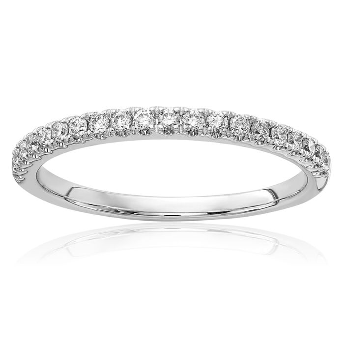 14K Solid White Gold Lab Diamond Anniversary Ring Eternity Wedding Band Bridal Jewelry